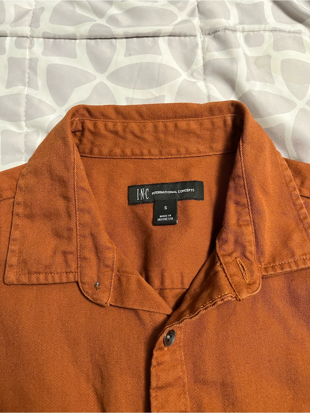 Men’s Rust Orange Button Up Shirt - INC International Concepts - Picture 3 of 5
